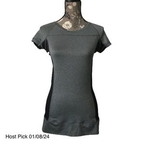 MPG Women's Small Gray & Black Short Sleeves Pull Over Sport Tee Sweat Shirt